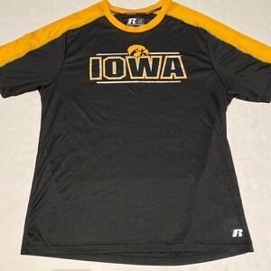Mens Black Iowa Hawkeyes short sleeve pullover shirt size Large 42-44